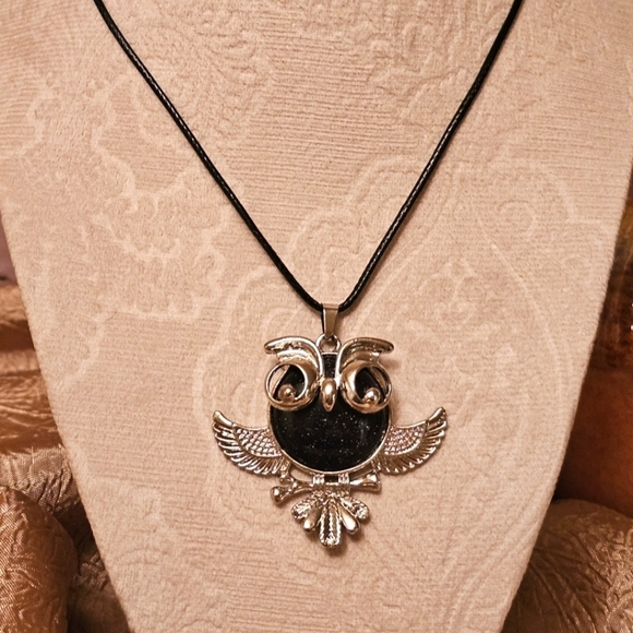 Jewelry - NEW Silver and Black Owl Pendant Necklace N1P54